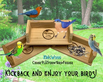 Platform Bird Feeder Kit, KingWood Squirrel Feeder for Fence, Backyard Bird Seed & Peanut Station, Bird Mom and Garden Songbird Lover Gifts