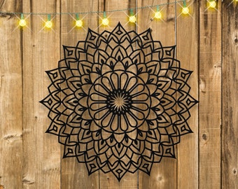 Floral Starburst Mandala Metal Wall Art, Wall Art, Large Living Room Wall Art, Bohemian Wall Hanging, Flower Wall Art, Housewarming Gifts