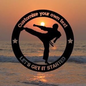Personalized Martial Arts Metal Wall Art, Karate Kid , Athlete Award Plaque, Customized Sports Trophy, Boys Black Belt Graduation Gift