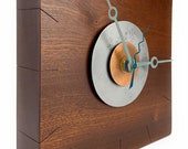 Reclaimed Cedar Slab Wall Clock quot Sundial quot Copper and Steel, Wood and Metal Starburst Wall Art