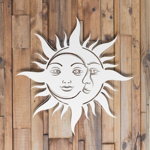 Sun and Moon Metal Wall Art, Yoga Meditation Decor, Spiritual and Mystical Artwork, Zodiac Decoration, Bohemian Astrology Wall Hanging