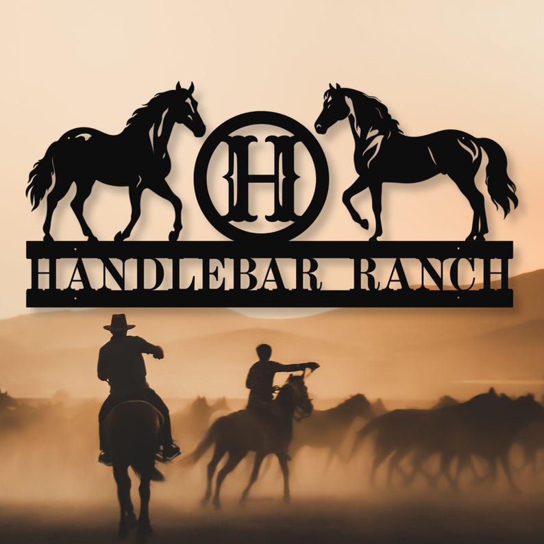 Je Monogram Ranch Personalized Horse Ranch Metal Sign, Custom Logo Gate Entry Display ...