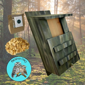 Handmade Owl Box, Wooden Pine Screech Owl House For Outside, Garden Owl Watching Backyard Birding Family Gift, Natural Lawn Pest Control