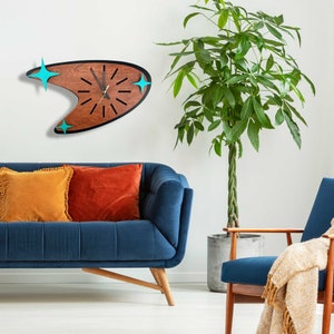 Retro Boomerang Wall Clock, Mid Century Modern 50s Kitchen Decor ...