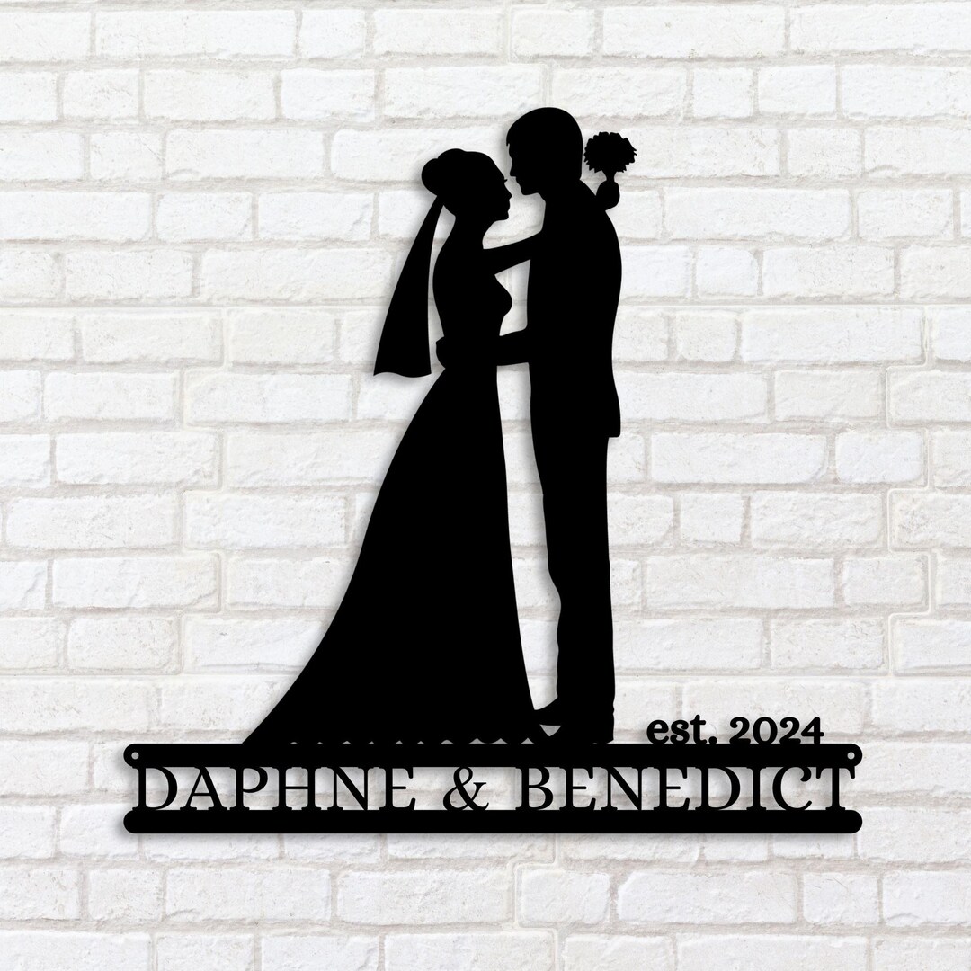 Personalized Wedding Couple Wall Art, Custom Bride and Groom Metal Name ...