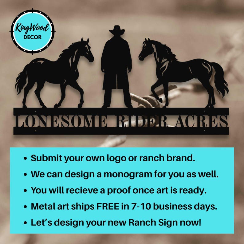 Personalized Horse Ranch Metal Sign, Custom Logo Gate Entry Display ...