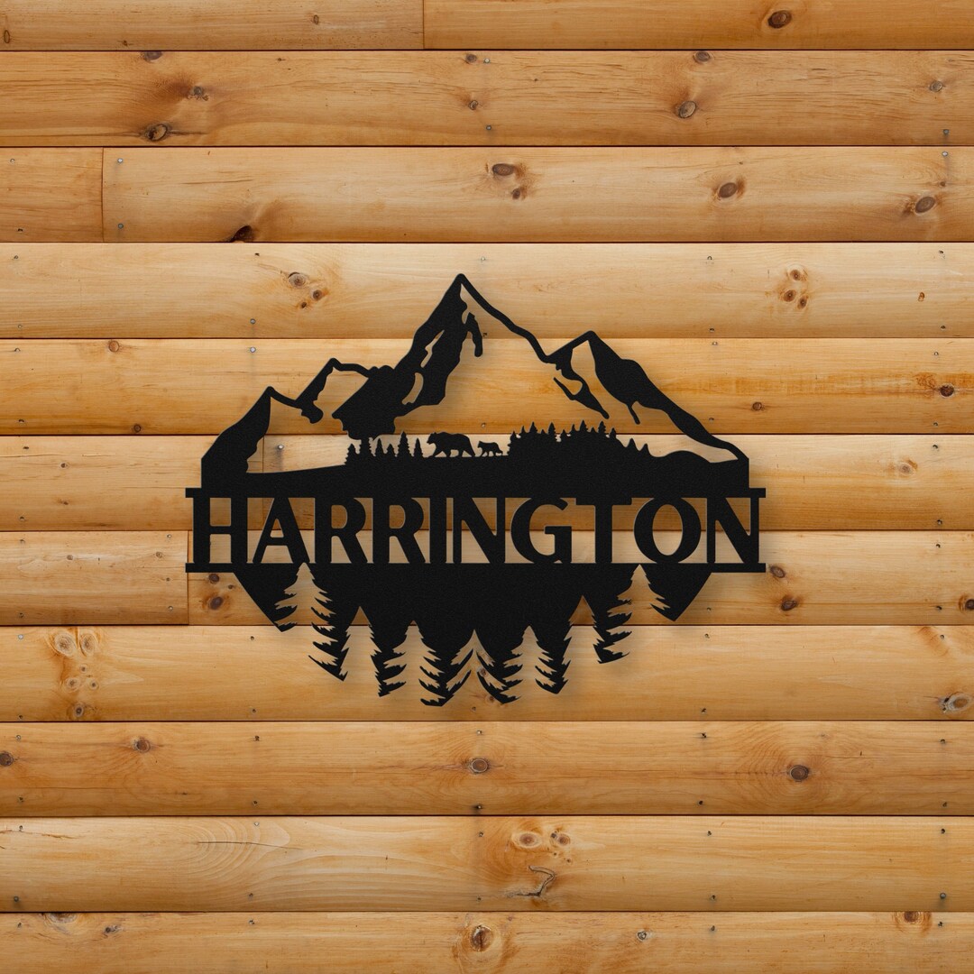 Personalized Mountain Scene Metal Wall Sign, Custom Address or Last ...