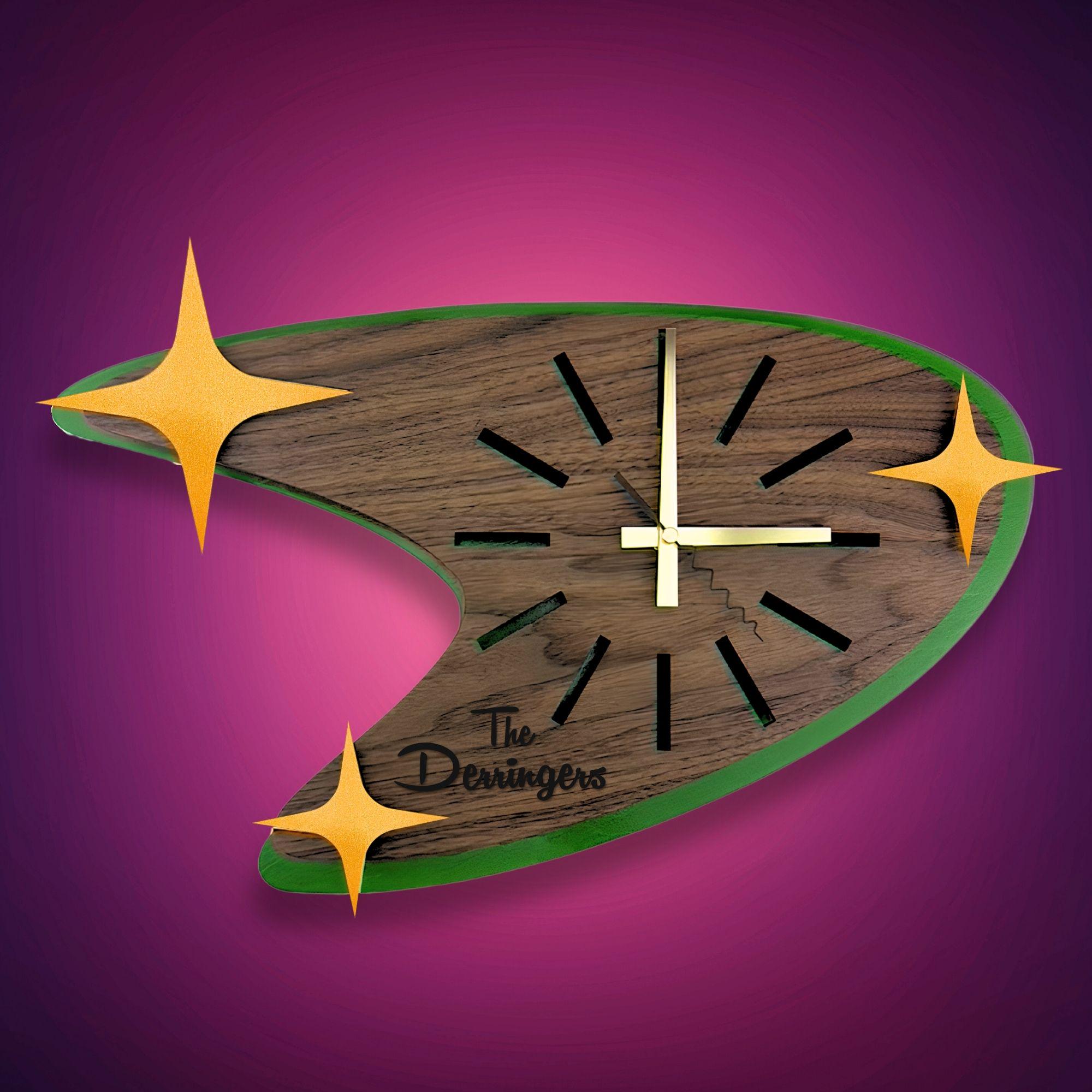 Personalized Wall Clock, Mid Century Modern 50s Decor, Retro Boomerang ...