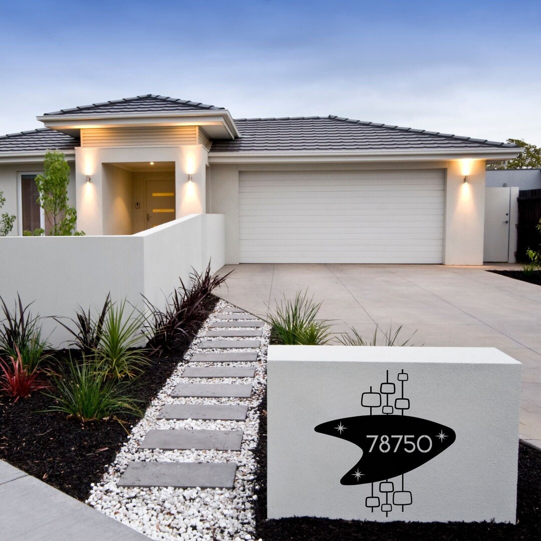 Mid Century Modern Boomerang Address Sign, MCM House Number Sign for ...