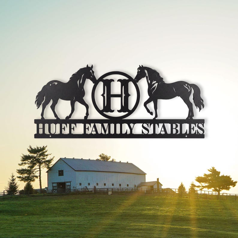 Custom Logo Ranch Sign, Personalized Gate Entry Display, Horse Farm ...
