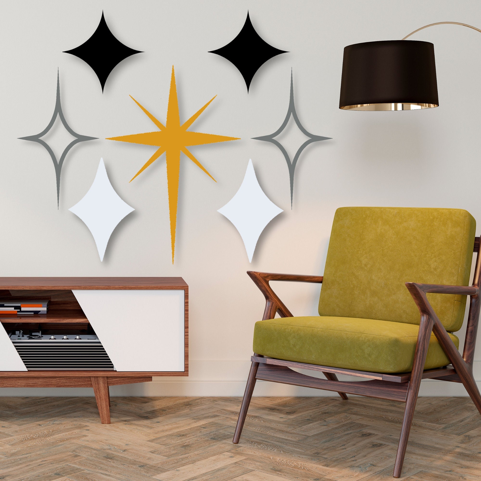 アート・デザイン・音楽 Fabulous 50s: Design for Modern Living Mid Century Modern Starburst Decor, Metal Wall Art, Retro