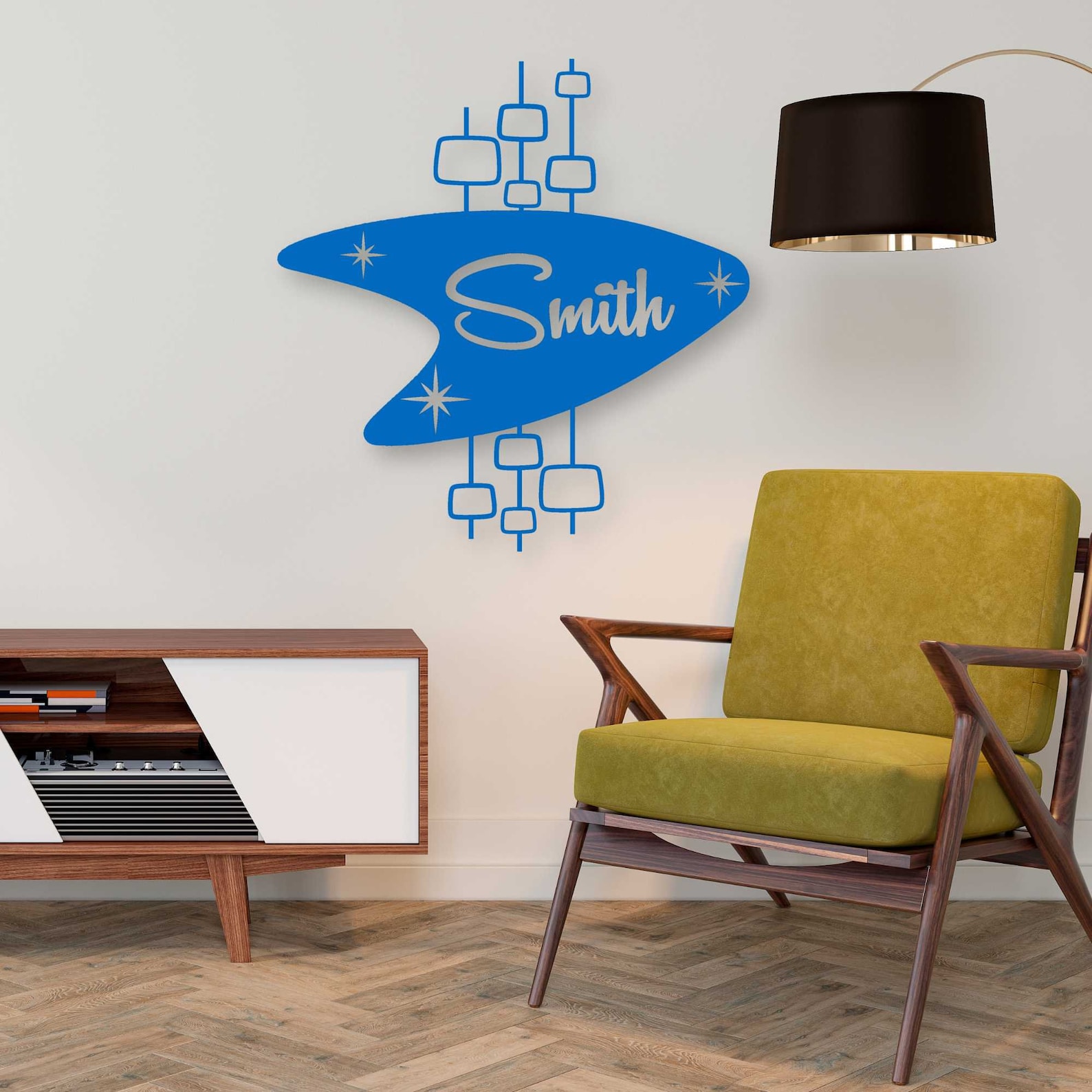 Personalized Mid Century Modern Metal Sign - Etsy
