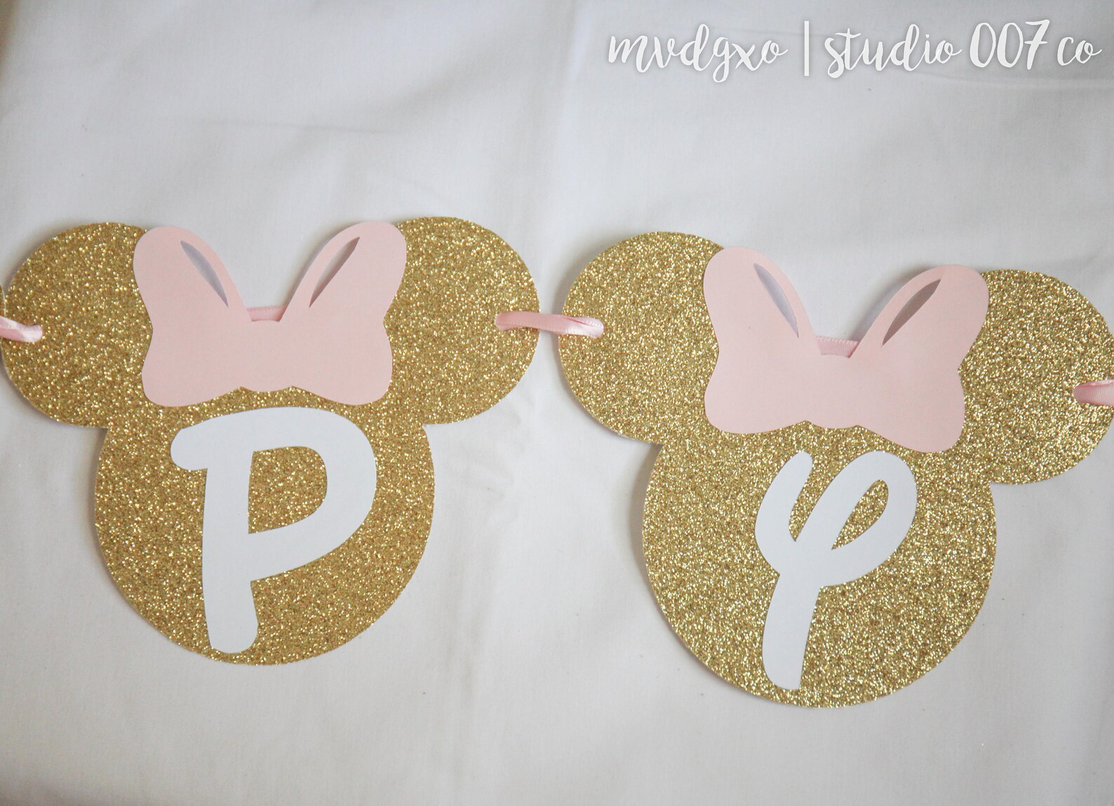 Banner { Customizable } | Pink &amp; Gold Banner | Minnie Mouse Banner - Etsy