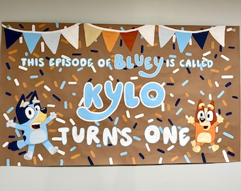 Custom Blue Dog Themed Birthday Banner