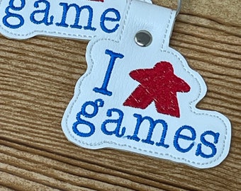 I Love Games Vinyl Keychain | Board Games | Meeple | Funny