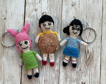 Bob's Burgers Keychains | Gene Belcher | Louise Belcher | Tina Belcher | Micro Crochet | Amigurumi