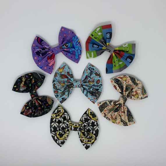 Tv Movie Hair Bow Hair Clip Pre Tied Hair Bow Geeky Etsy