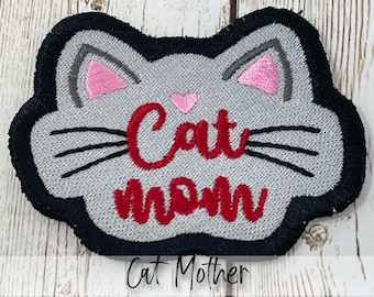 Cat Mother Patch | Kitty | Iron-On Patch | Sew-On Patch | Embroidery Patch