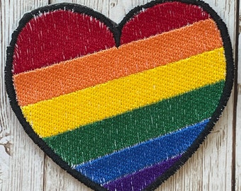 Rainbow Heart | Iron-On Patch | Sew-On Patch | Embroidery Patch | Pride