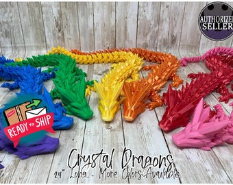 Dragón de Cristal, Listo para enviar, Juguete articulado, Impreso en 3D, Juguete antiestrés, Idea de regalo