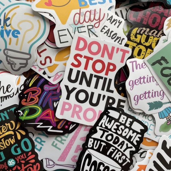 Funny and Motivational Stickers | Pack of 6 RANDOM | Mystery Pack | Waterproof | Glossy