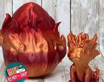Bebé dragón de fuego / Huevo y dragón / Juguete articulado / Impreso en 3D / Color personalizable