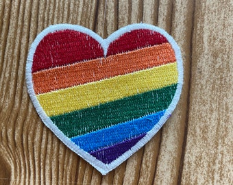 Rainbow heart Patch | Iron-On Patch | Sew-On Patch | Embroidery Patch | Pride