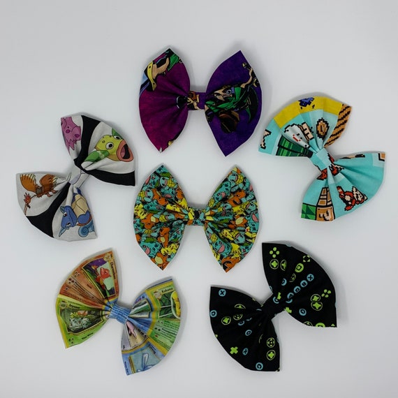 Video Game Hair Bow Hair Clip Pre Tied Hair Bow Geeky Etsy