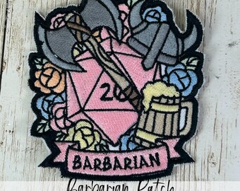 Parche de bárbaro, bordado, termoadhesivo o para coser, D&D, Dungeons and Dragons, TTRPG