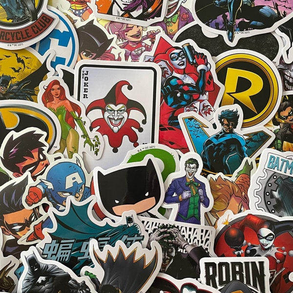 DC Comic Stickers  | RANDOM Pack of 6 | Mystery Pack | Waterproof | Glossy