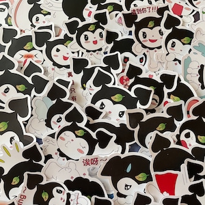 Cute Cat with a Black Hood Stickers | RANDOM Pack of 6 | Mystery Pack