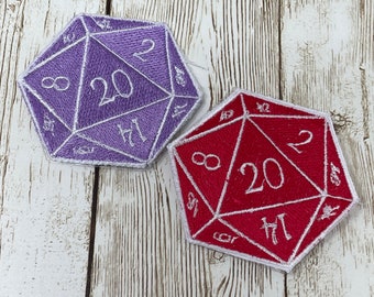 D20 patch | Iron-On Patch | Sew-On Patch | Embroidery Patch | D&D | RPG Game