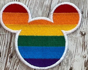 Rainbow Mickey Patch | Iron-On Patch | Sew-On Patch | Embroidery Patch | Pride