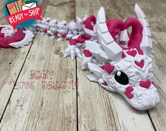 Bebé Dragón del Amor / Dragón Corazón / Impreso en 3D / Figura / Juguete Articulado / Listo para Enviar