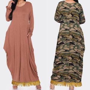 Long Sleeve Parachute Maxi Dress with Side Pockets Hebrew Israelite Clothing Modest Apparel 12 Tribes Garment