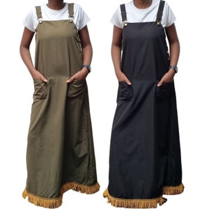 Lightweight Pinafore Dress with Fringes Womens Hebrew Israelite Clothing Modest Apparel 12 Tribes Garment