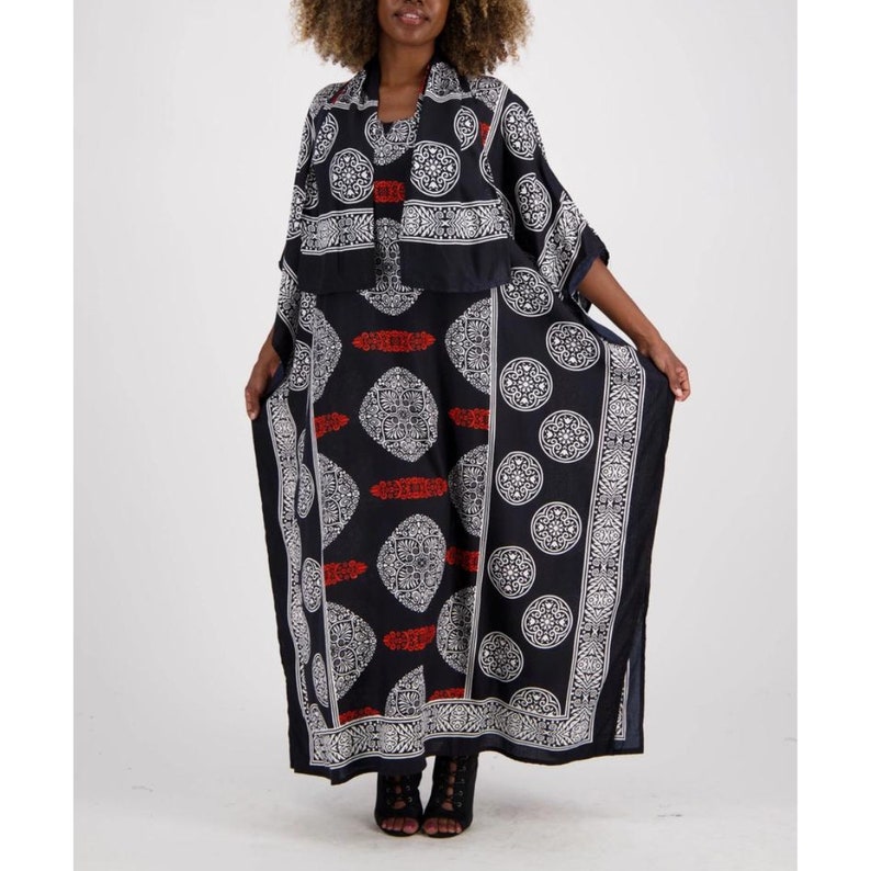 African Block Print Kaftan Maxi Dress With Headwrap Hebrew Israelite