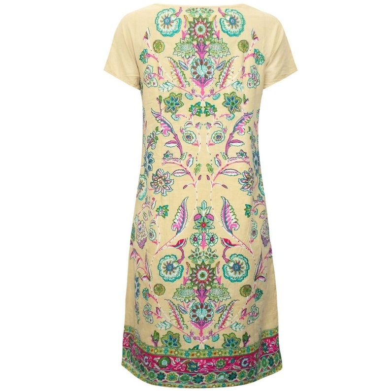 Toffee Printed Midi Shift Fringed Dress with Fringes for Shorter Sisters Womens Hebrew Israelite Clothing Modest Apparel 12 Tribes Garment