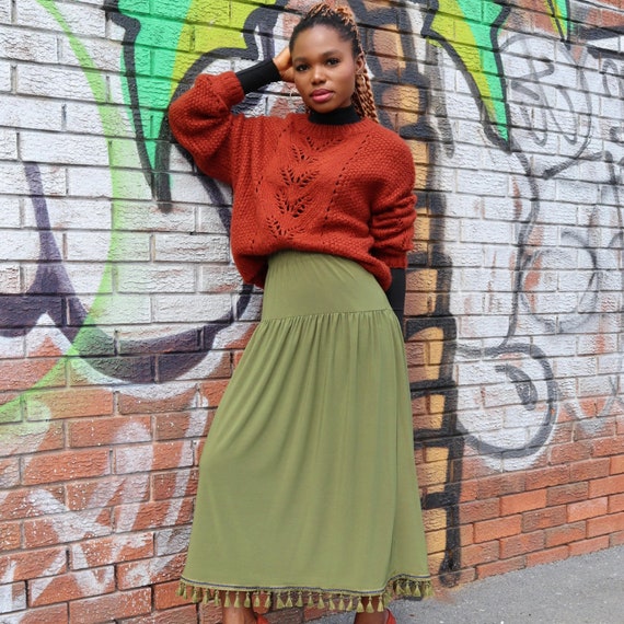 Simple Midi Skirt (10 Colours) with Fringes Hebrew Israelite Modest Clothing