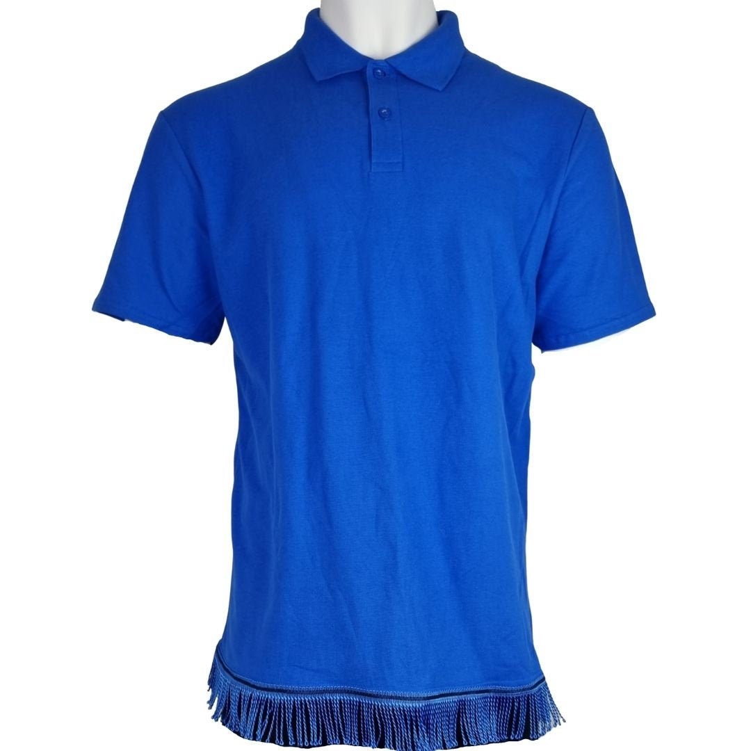 Mens Plain Fringed Polo Shirt With Fringes Hebrew Israelite Clothing