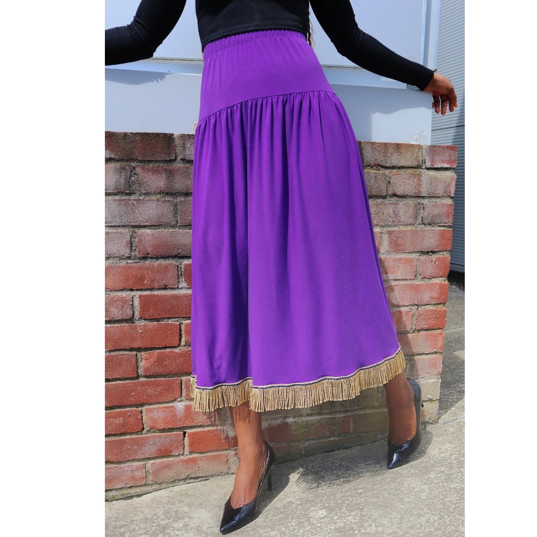 Simple Midi Skirt (10 Colours) with Fringes Hebrew Israelite Modest Clothing