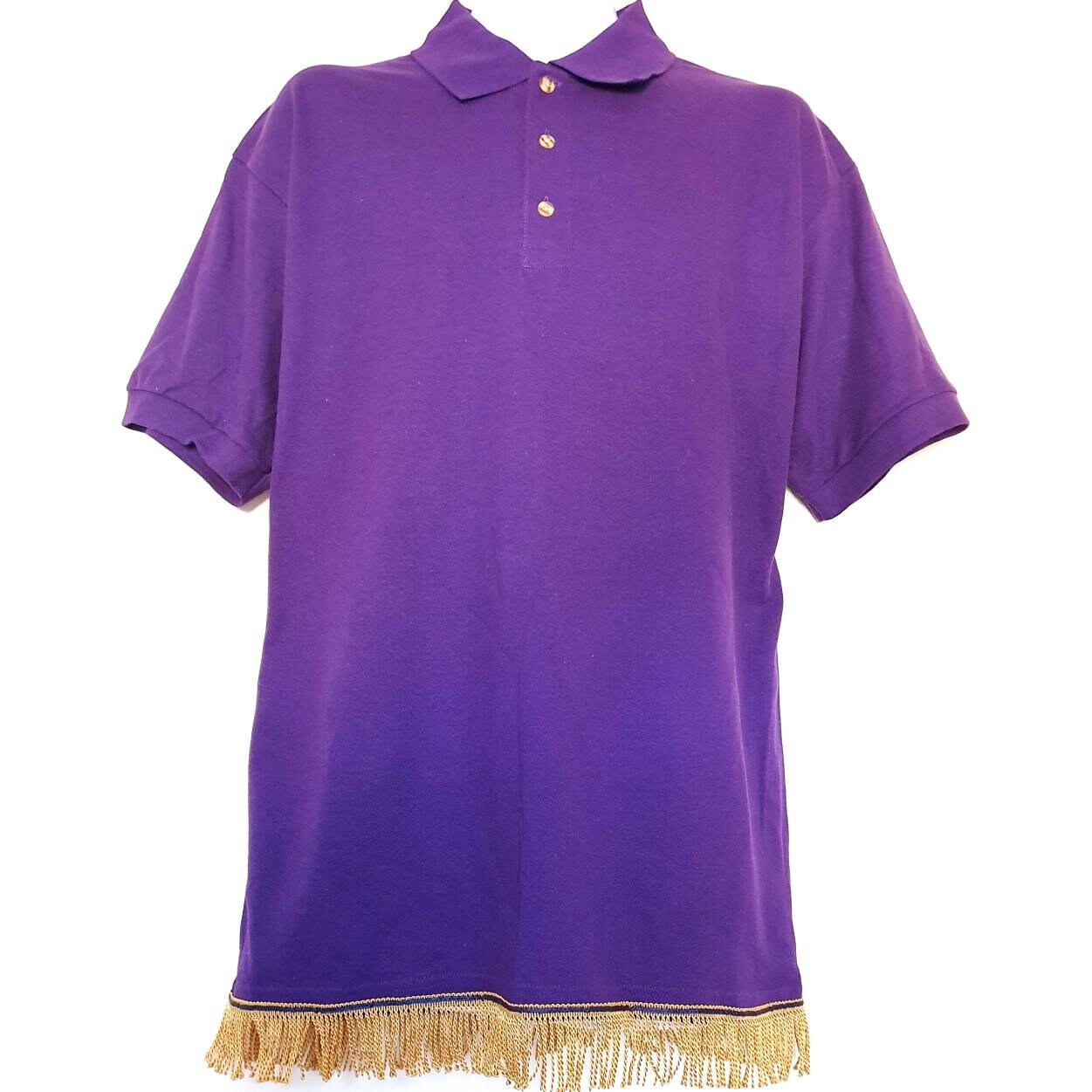 Image of 4 Colours Men's Plain Fringed Polo Shirt With Fringes Hebrew Israelite Clothing Navy Border Of Blue 12 Tribes Black White Purple