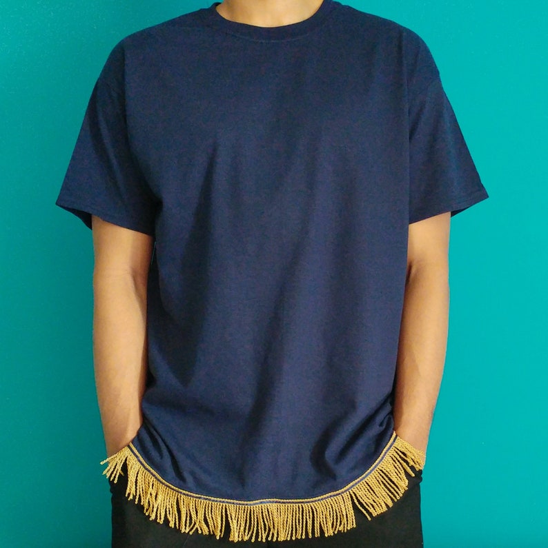 Men's Plain Short Sleeve Fringed TShirt with Fringes Etsy