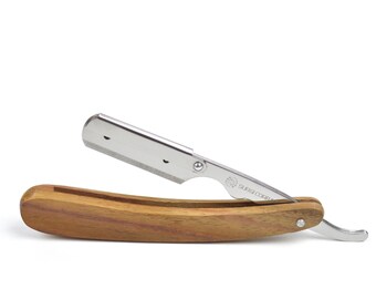 Brand New Straight Cut Throat Barber Shaving RAZOR Wooden Handle + 5 Blades