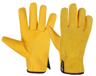 Gardening Gloves Thorn Proof, Heavy Duty Gloves, Leather Gloves for Garden, Yard, Mechanic, Welding, Safety Working