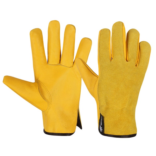 Gardening Gloves Thorn Proof, Heavy Duty Gloves, Leather Gloves for Garden, Yard, Mechanic, Welding, Safety Working