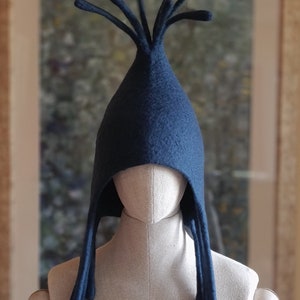 Elf Gnome Clown Costume, Festival Felt Hat, Clown  cap, Sauna hat, Fairy hat, Gnome Hat, Felted Fantasy Headwear, LARP