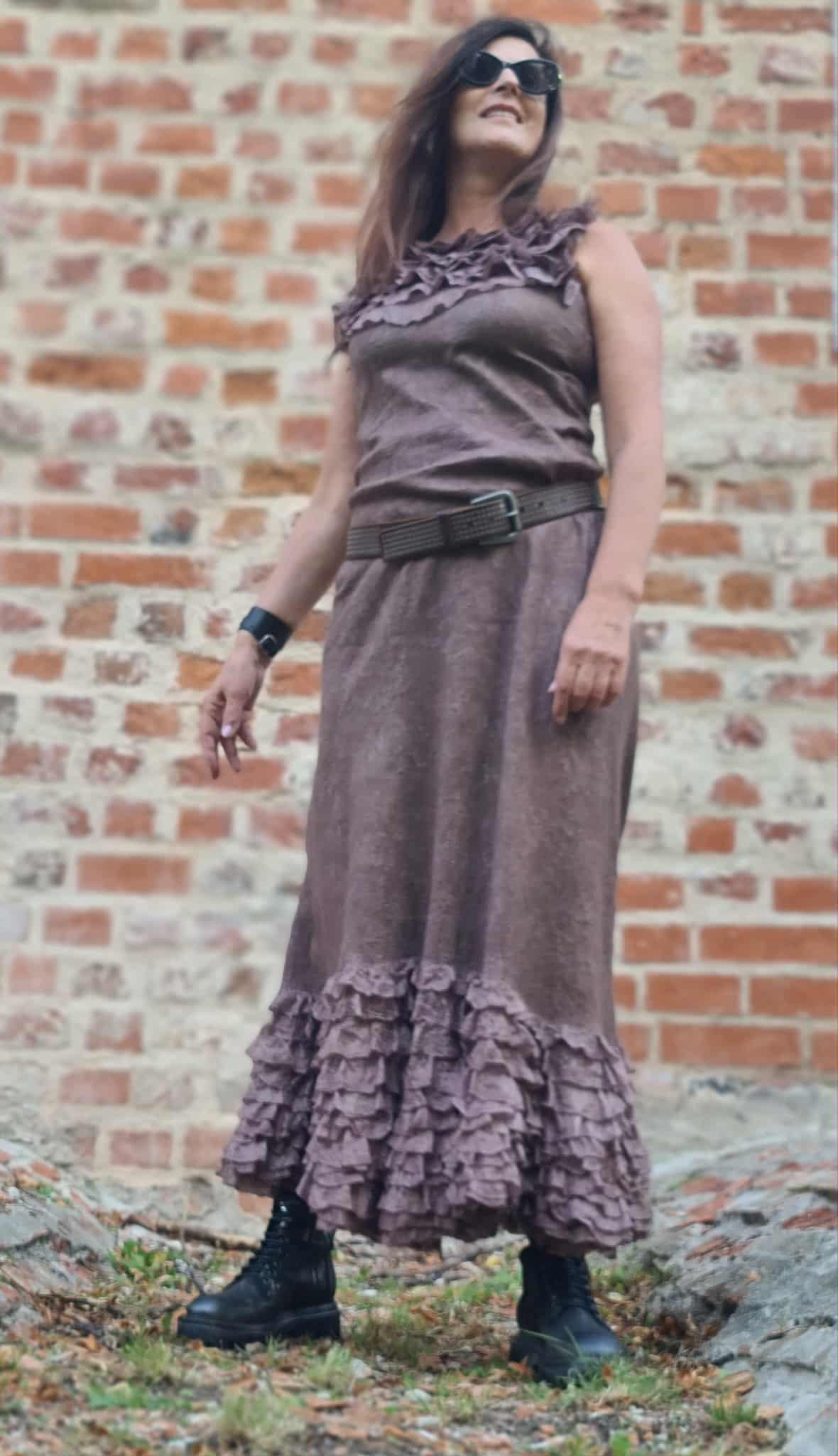 Nuno Felt Dress, Merino Wool Silk Gown, Handmade Pastel Brown Dress, US 8 -  Etsy