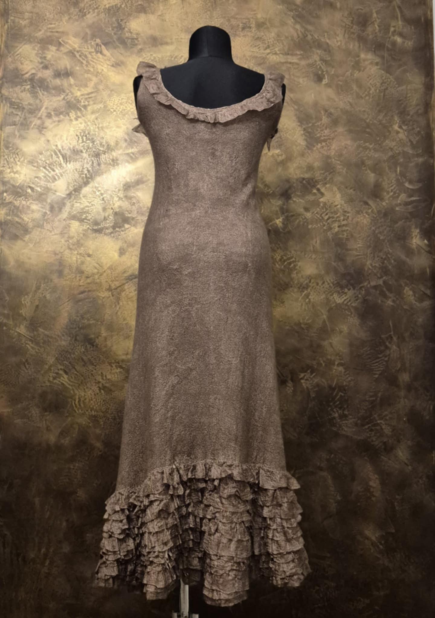 Nuno Felt Dress, Merino Wool Silk Gown, Handmade Pastel Brown Dress, US 8 -  Etsy