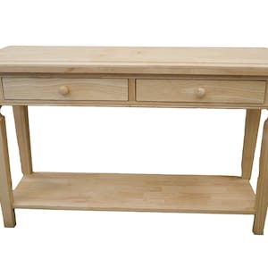 BingLTD - Recon Sofa Table Solid Wood with Drawers – Unfinished (DK3002-RW-UNF)